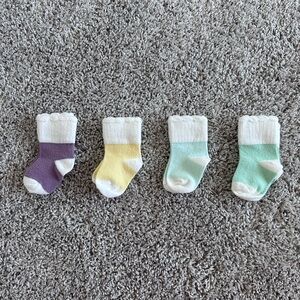 Set of 4 Baby Socks in Pastel Colors